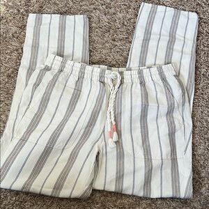 J.Jill Striped Linen Boho Style Summer Lightweight Drawstring Pants Size Small